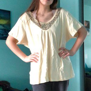 Pale yellow short-sleeved women's top size 22/24